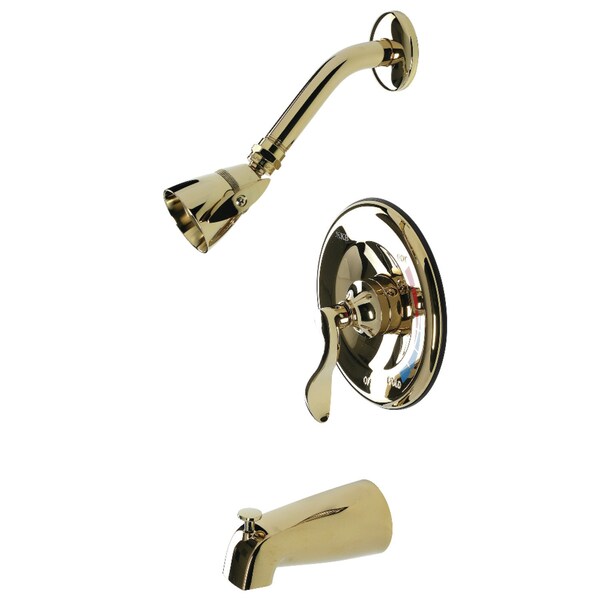 Tub and Shower Faucet, 3, Wall Mount, Polished Brass